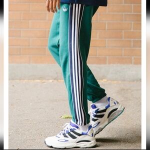 adidas Green Sweatpants with White Stripes